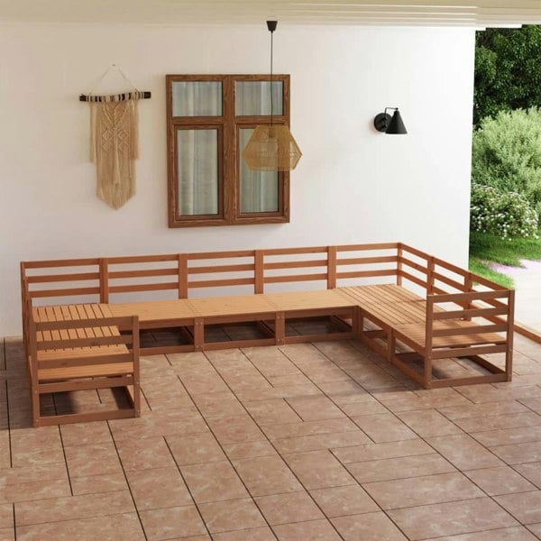 Berkfield 9 Piece Garden Lounge Set Solid Wood Pine
