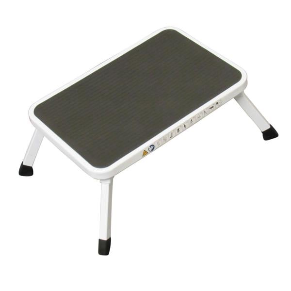 Aluminium Single Folding Step Stool White (Caravan Non Slip Platform Foldable Collapsible)