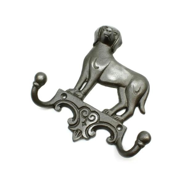 Antique Cast Iron Dog Design Twin Coat Hook