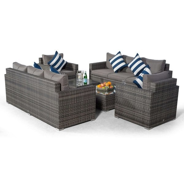Giardino Sydney 8 Seater Rattan Sofa Set with 2 Square Coffee Tables