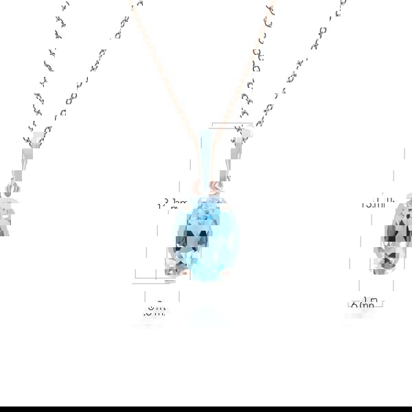 Gemondo Siberian Waltz Blue Enamel & Oval Sky Blue Topaz Pendant Necklace In Rose Gold Vermeil