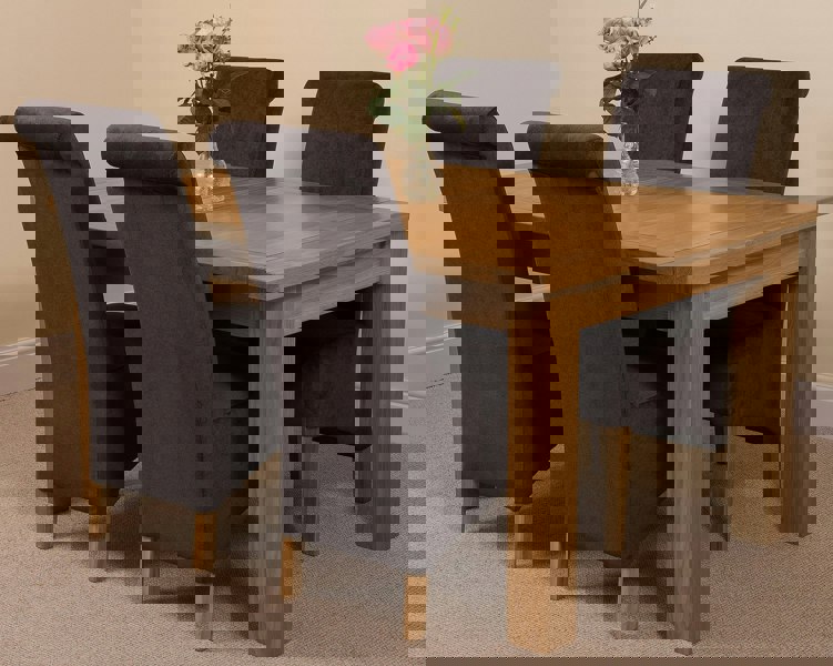 That's Furniture Seattle Oak Extending Dining Table with Montana Fabric Chairs