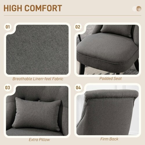 Wyld Haus Fapa Grey Fabric Tub Accent Chair With Cushion And Solid Wood Legs