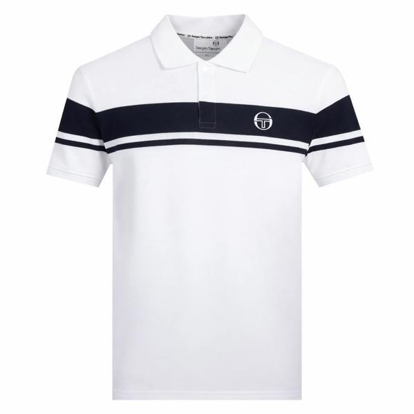 Sergio Tacchini Young Line Polo Shirt White/Maritime Blue