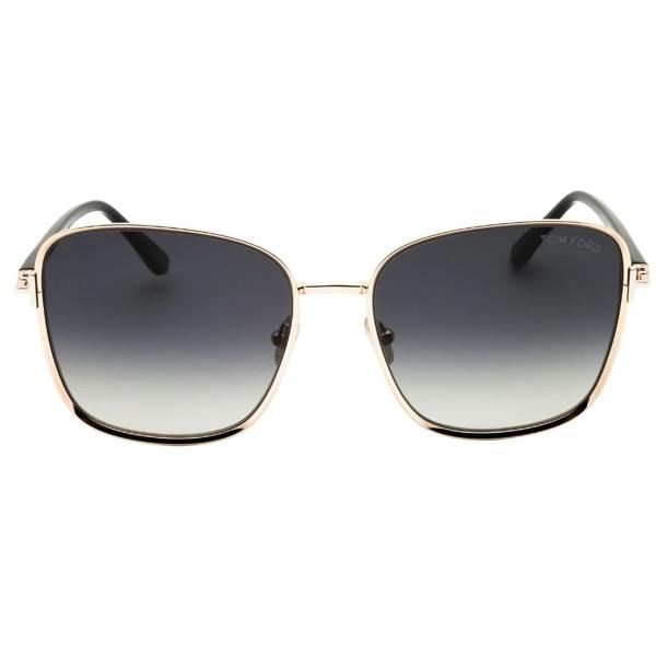 Tom Ford FT1029 Fern 28D shiny rose gold / smoke polarized Sunglasses Female 57X17X140 One Size