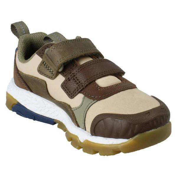 Clarks Boys Clarks Beige/Brown Dinosaur Trainers - Steggy2Track