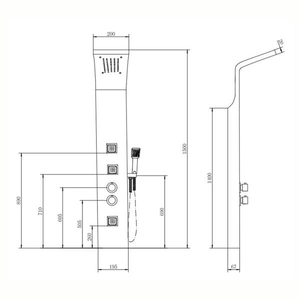 Flode Lulia | Thermostatic Shower Panel | 3 Inset Body Jets | Black