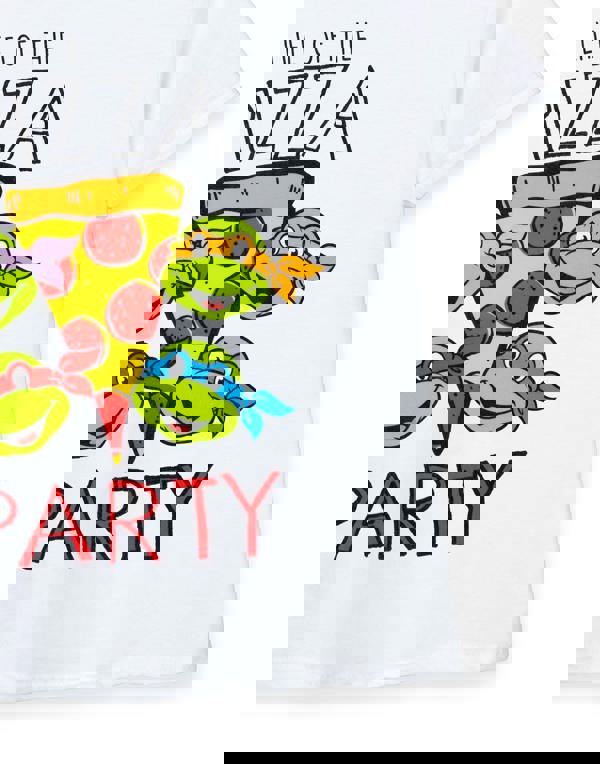 Teenage Mutant Ninja Turtles Boys White Life of the Pizza Party Short Sleeved T-Shirt