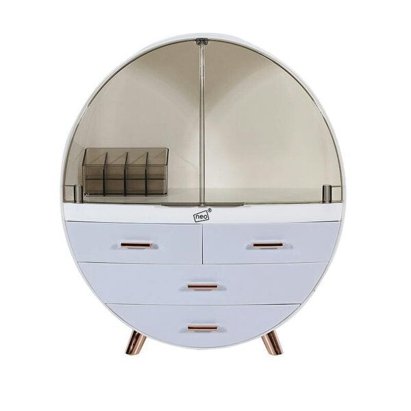 Neo Off White 3 Drawer Round Cosmetic Organiser