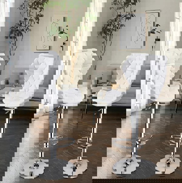 Modcraft Set of 2 Adjustable Swivel Bar Stools with Backrest Gas Lift Kitchen Breakfast Chairs