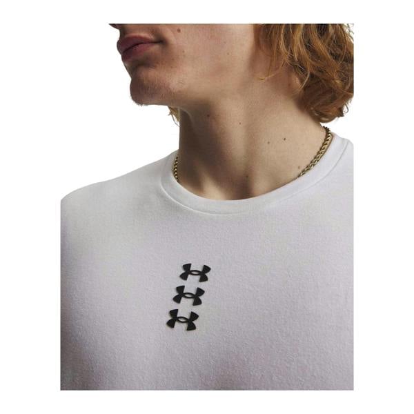 Under Armour Mens Stacked Logo Loose Fit T-Shirt - White - 
