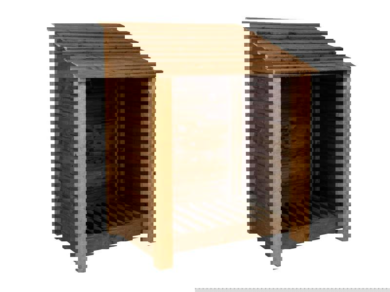 Arbor Garden Solutions Wooden Log Store W-99cm, H-126cm Or 180cm, D-88cm - Brown Finish