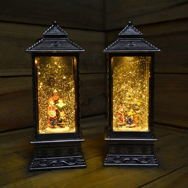 Samuel Alexander 27cm Glitter Water Spinner Lantern - Warm White LED - Christmas Tree
