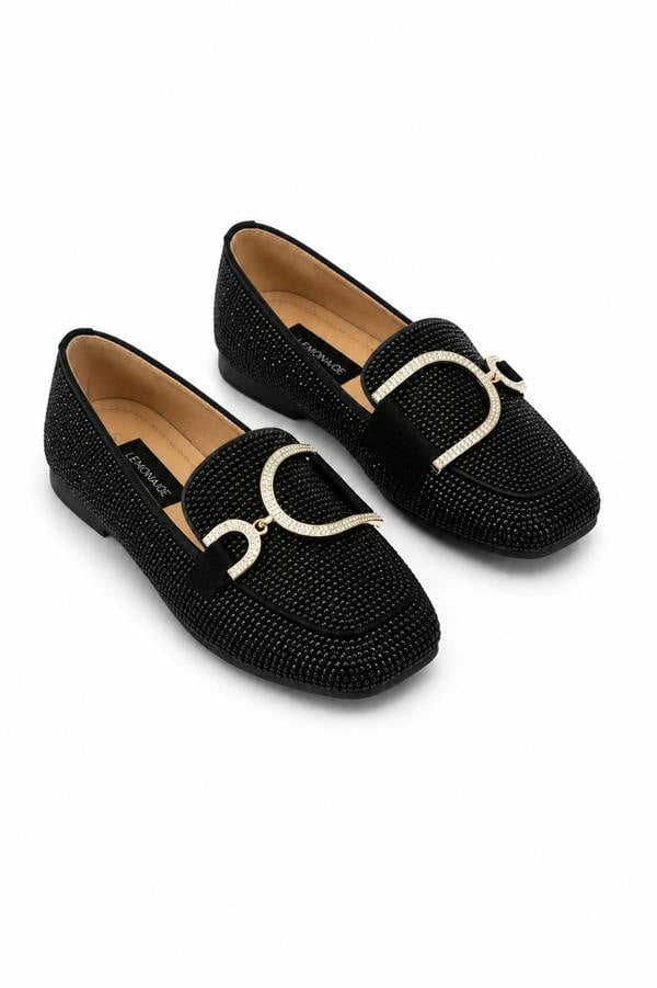 Love Lemonade Crystal Imperial Suede Loafers Black