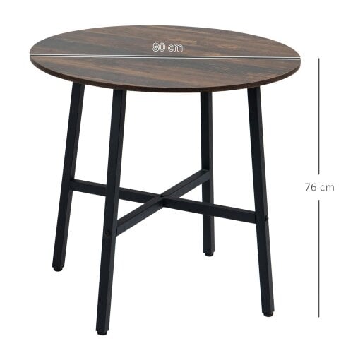 Wyld Haus Vizina Metal And Wood Rustic Brown Round Industrial Dining Table 85cm