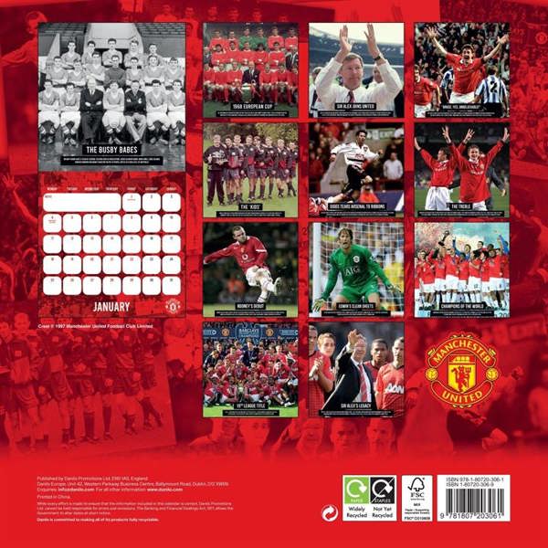 Manchester United FC Calendar Legends 2027, Wall Calendars, Month To View, Sports, Gift