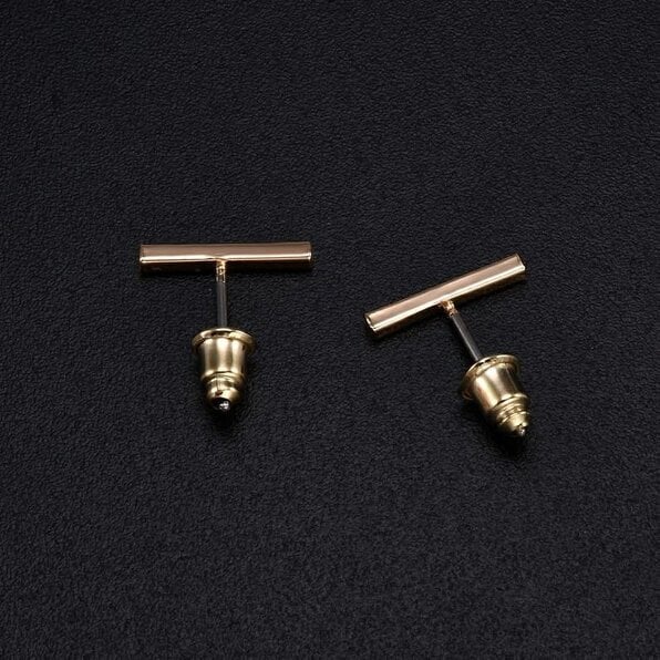 The Colourful Aura Silver Gold Bar Minimalist Geometric Tiny Small Line Staple Unisex Stud Earrings