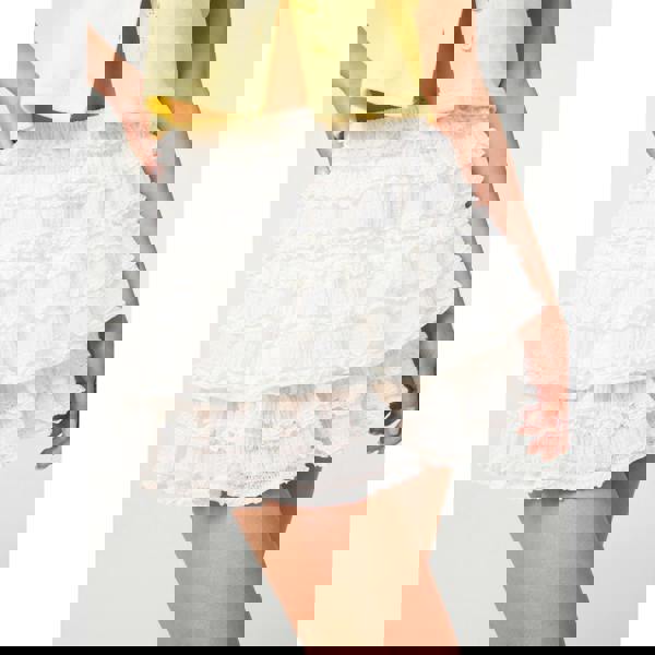 Pink Vanilla Ruffle Trim Mini Skirt With Shorts