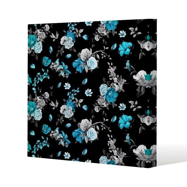 Benjamin Tate Design Blue Roses Slim Style Canvas Print  20x20cm , 15mm Slim Real wood.