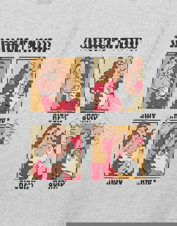 Disney Snow White and The Seven Dwarfs Mens Grey Current Mood Short Sleeved T-Shirt