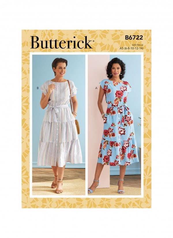 Butterick Sewing Pattern 6722, Dresses for Women, A5 (6-8-10-12-14) - Easy