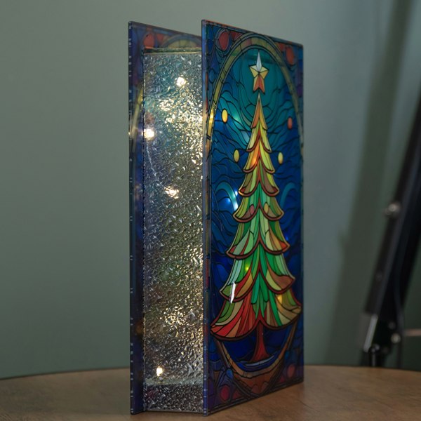 Samuel Alexander 28cm Battery Operated Light up Christmas Tree Stained Glass Decoration with LEDs