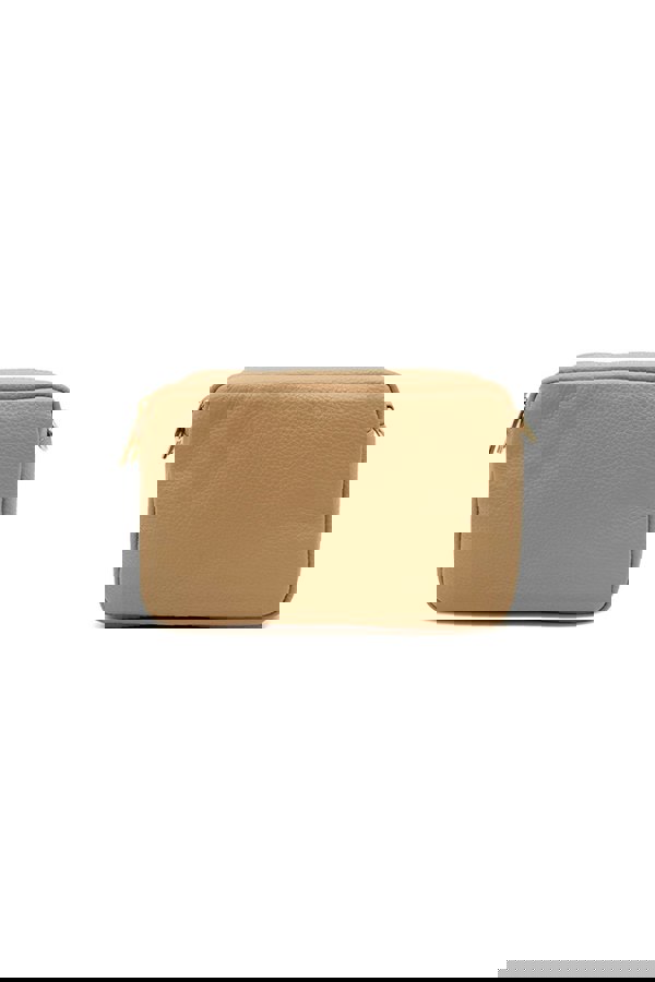 Kitise Italian Genuine Leather Crossbody Bag with Double Zipper Compartments