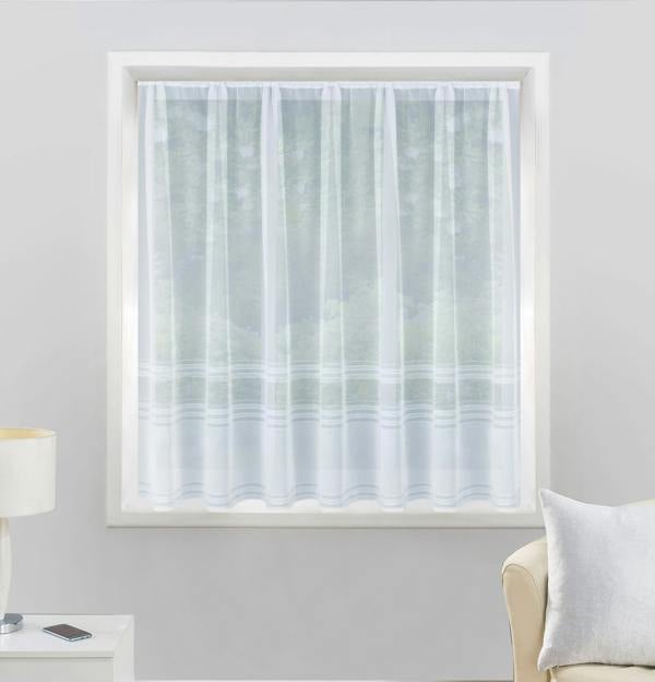 Tyrone Textiles Plain Stripe Sheer Lace Net Curtain - Pre Cut Ready To Hang