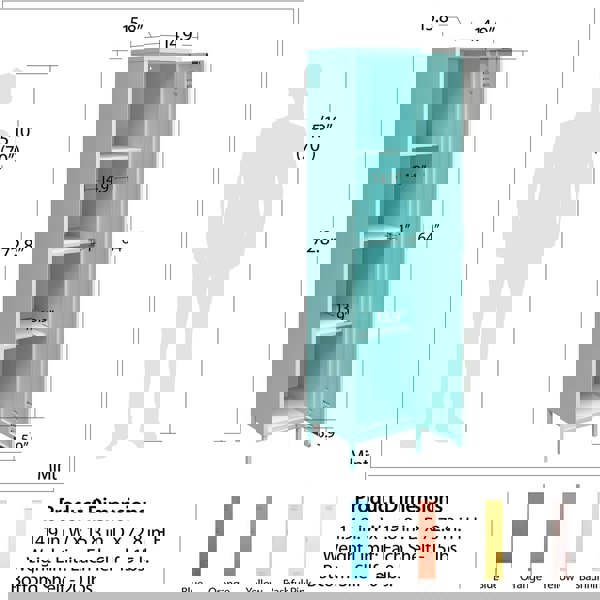 Dorel Home Cache Single Metal Locker with Storage Blue