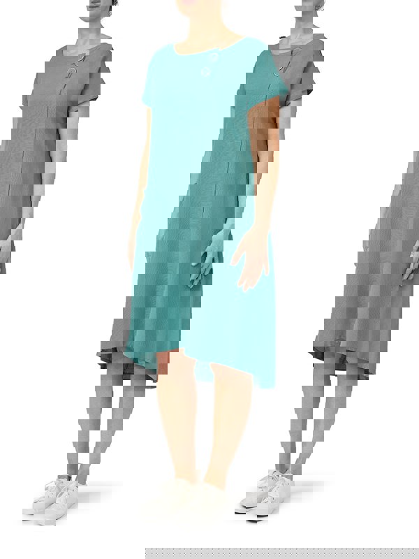 PennyPlain Cap Sleeve Linen Dress - Sea Green