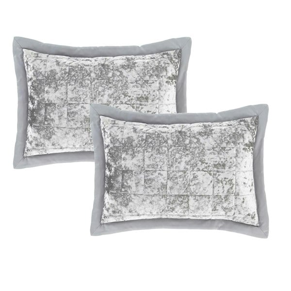 Catherine Lansfield Crushed Velvet Pillowsham Pair Silver