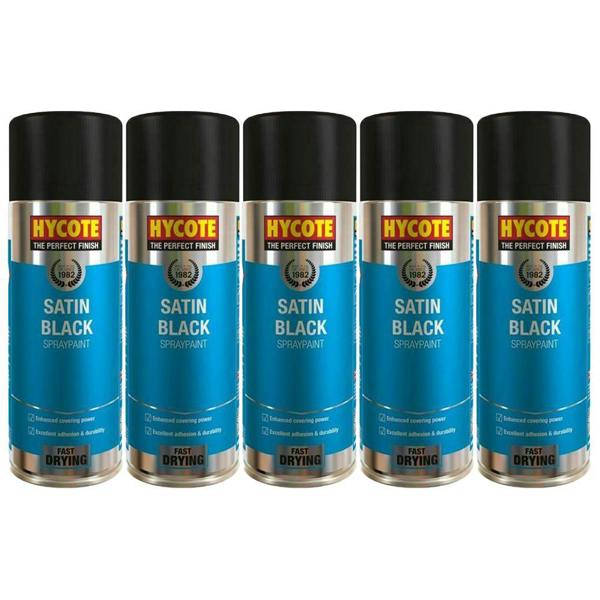 Hycote 5X Hycote Satin Black Spray Paint 400ml