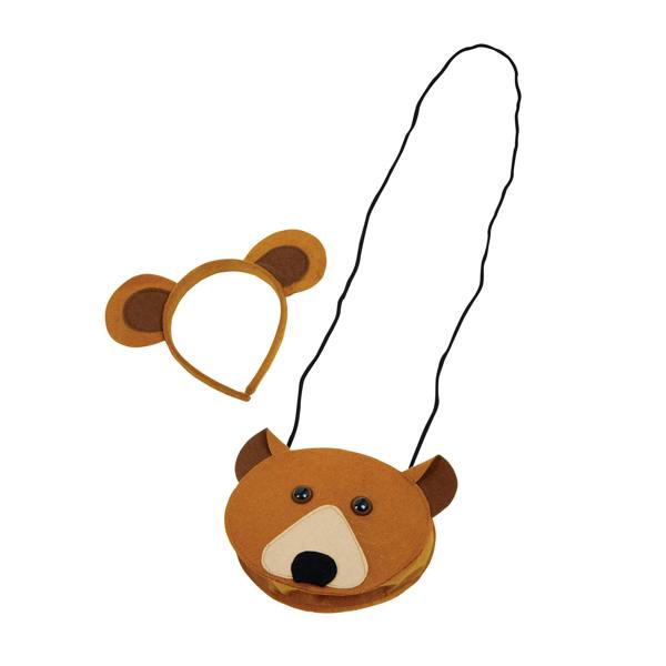 Bristol Novelty Bear Bag And Ears Set - Brown - 