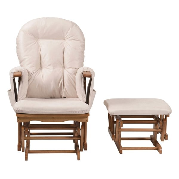Haywood Natural Wood and beige cushions glider nursing chair - durable