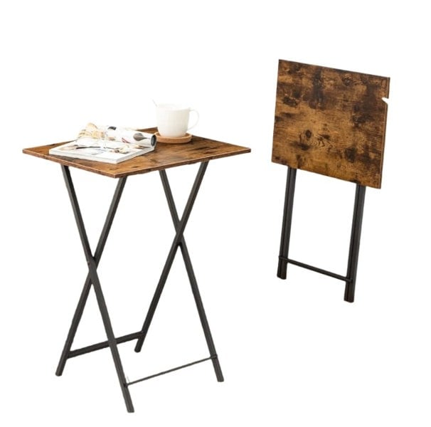 Modcraft Set of 2 Folding Side Tables – Industrial Tables for Sofa , Laptop, or Drinks