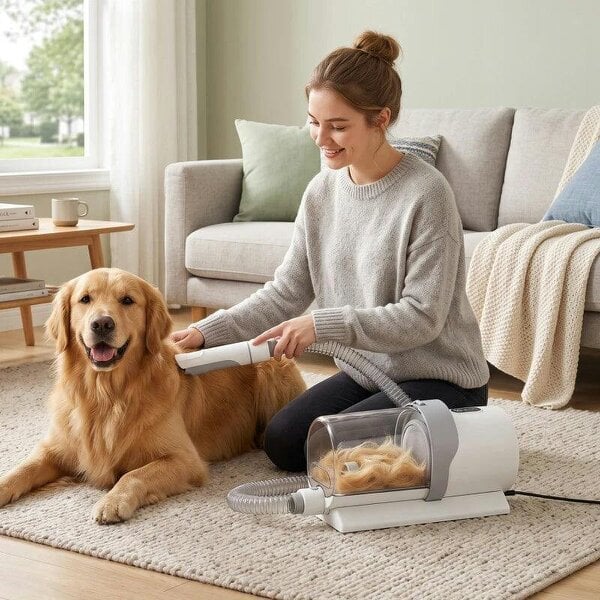 Dog Grooming Kit with 10Kpa Vacuum, 2.5L Dog Vacuum Groomer & Clipper, 5 in 1 Pet Grooming Kit, Low Noise 65dB