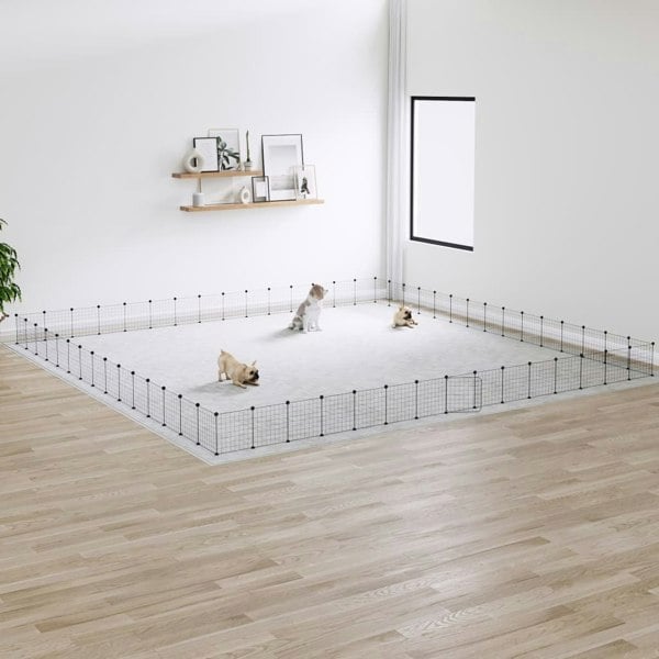 Berkfield 60-Panel Pet Cage with Door Black 35x35 cm Steel