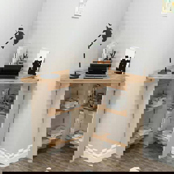 Destina Home Corner Computer Desk with Shelves-Gredos