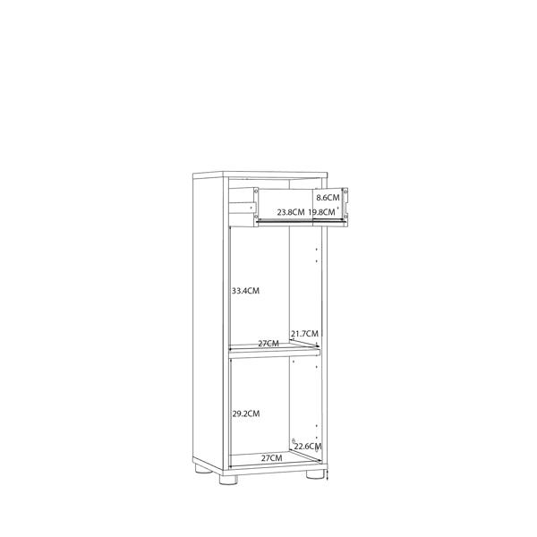 Furniture To Go Ice Cave Bathroom Storage Cupboard with 1 Door & 1 Drawer with Silver Handles in White with White High Gloss Door