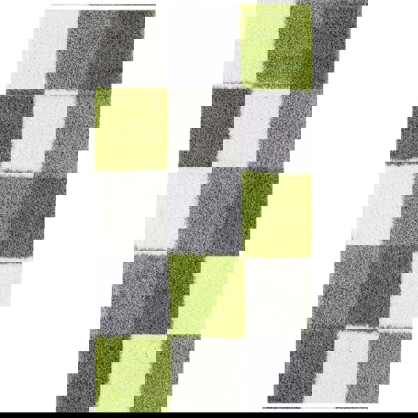 Geometric Design Thick Shaggy Area Rugs Green