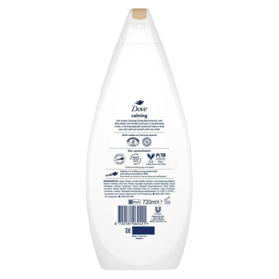 Dove Caring Bath Calming Bath Soak 720 ml With Shea Butter & Vanilla,12 Pack