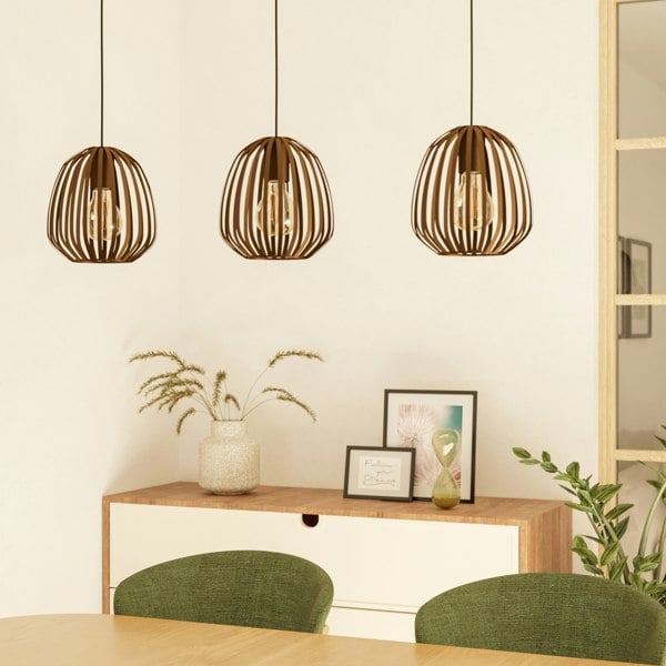 EGLO Espinal Bronze Steel Caged Style Contemporary 3-Light Pendant