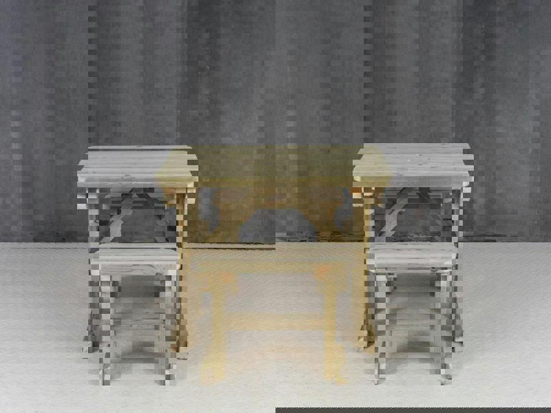 Yews Rounded Space-Saving Picnic Table and Benches Set – Wooden Outdoor Dining Set for Gardens and Patios
