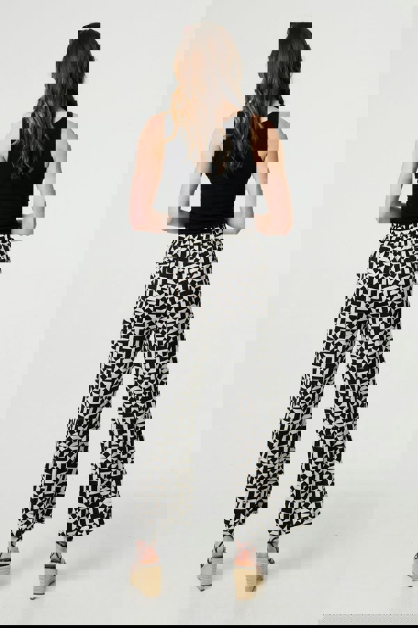 Black | Geo Print High Waist Wide Leg Trousers
