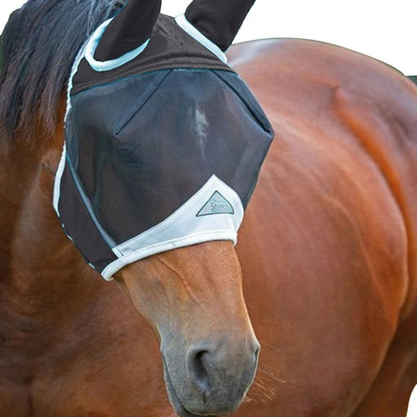 Shires Fine Mesh Horse Fly Mask With Ears - Black