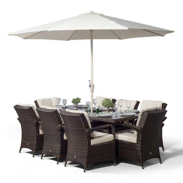 Giardino Arizona Rectangular 8 Seater Patio Dining Set with Ice Bucket Drinks Cooler