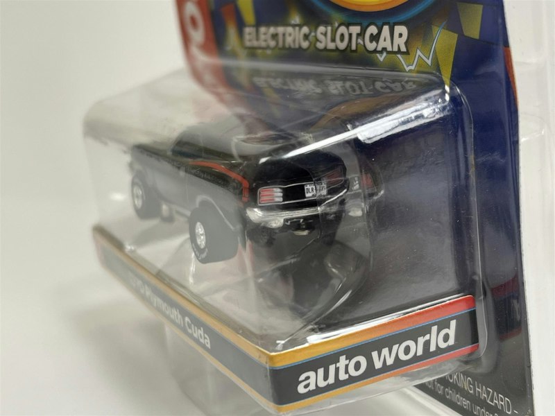 Auto World Slot Cars 1970 Plymouth Cuda Black Thunderjet Ultra G HO Slot Car SC377-6