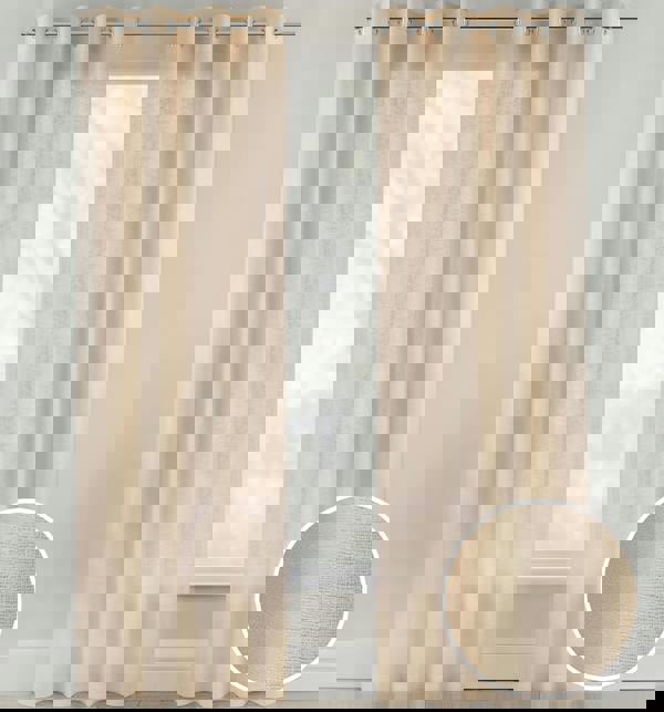 Tyrone Textiles Linen Look Sheer Voile Panel Pair with Eyelet Header - Ideal for Living Rooms & Bedrooms