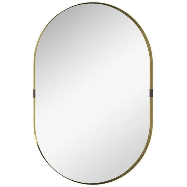Wall Mirror, Bathroom Mirror with Elevated Aluminium Alloy Frame, 60 x 90 cm, Gold Tone