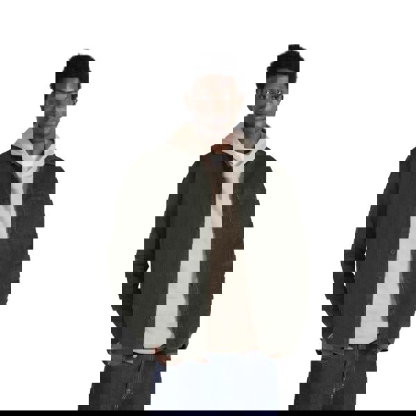 Animal Mens Lewis Checked Cord Shirt - Khaki Green - 